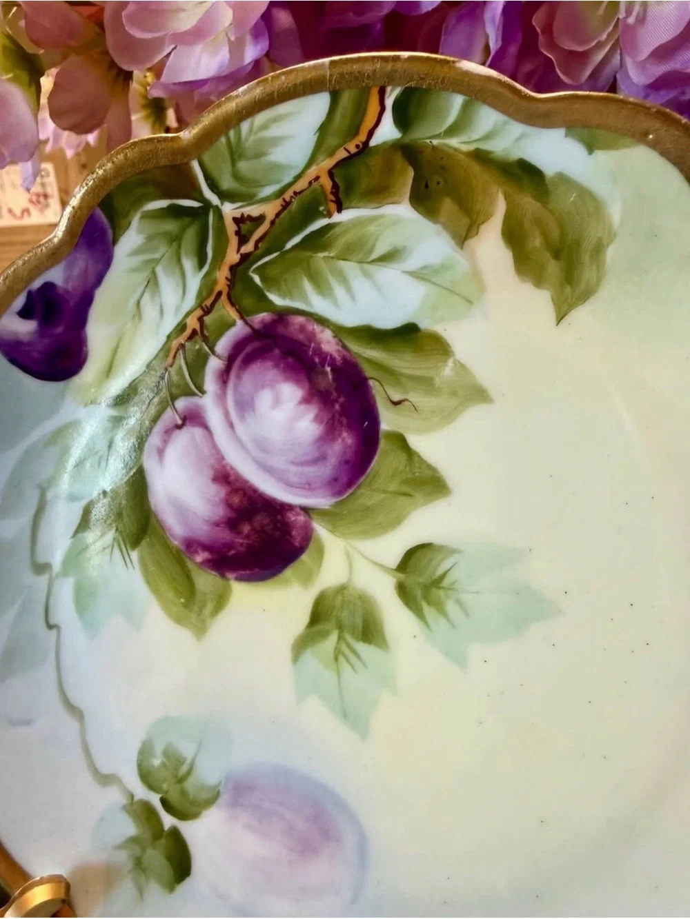 Antique Porcelain Plate Vienna Floral Hand Painted Chinaware Limoges,France